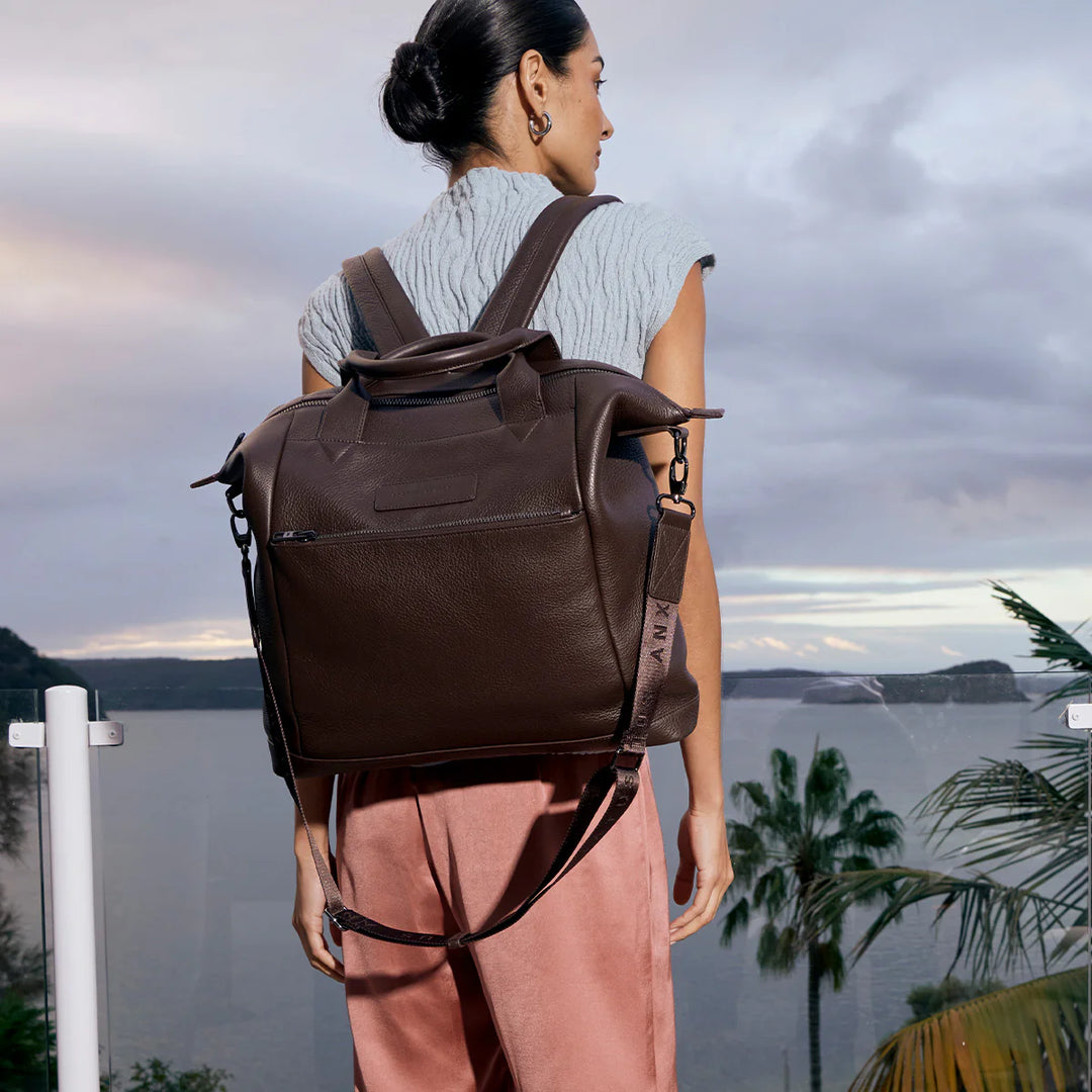 STATUS ANXIETY Womens Comes In Waves Leather Bag - Cocoa, WOMENS BAGS & CLUTCHES, STATUS ANXIETY, Elwood 101