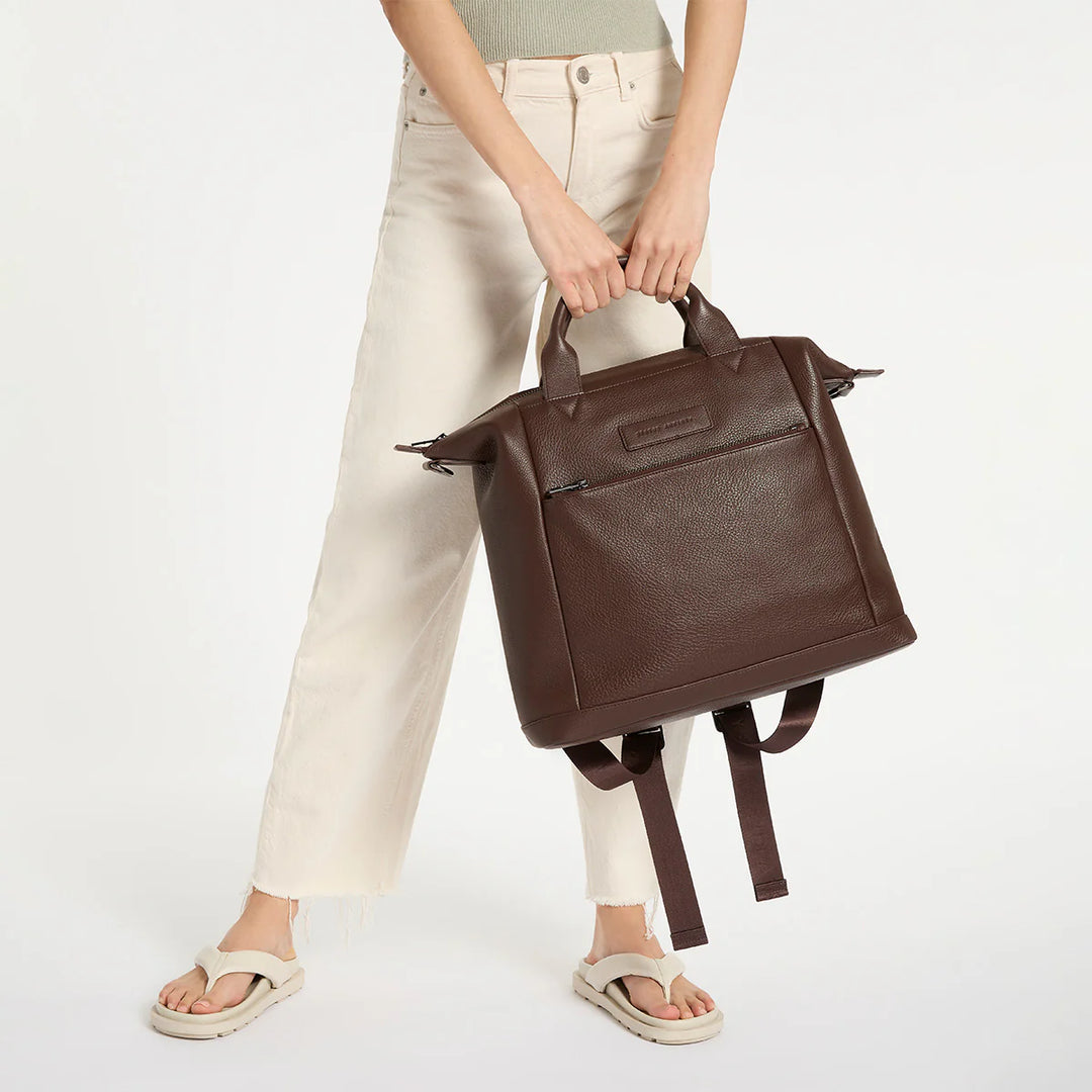 STATUS ANXIETY Womens Comes In Waves Leather Bag - Cocoa, WOMENS BAGS & CLUTCHES, STATUS ANXIETY, Elwood 101