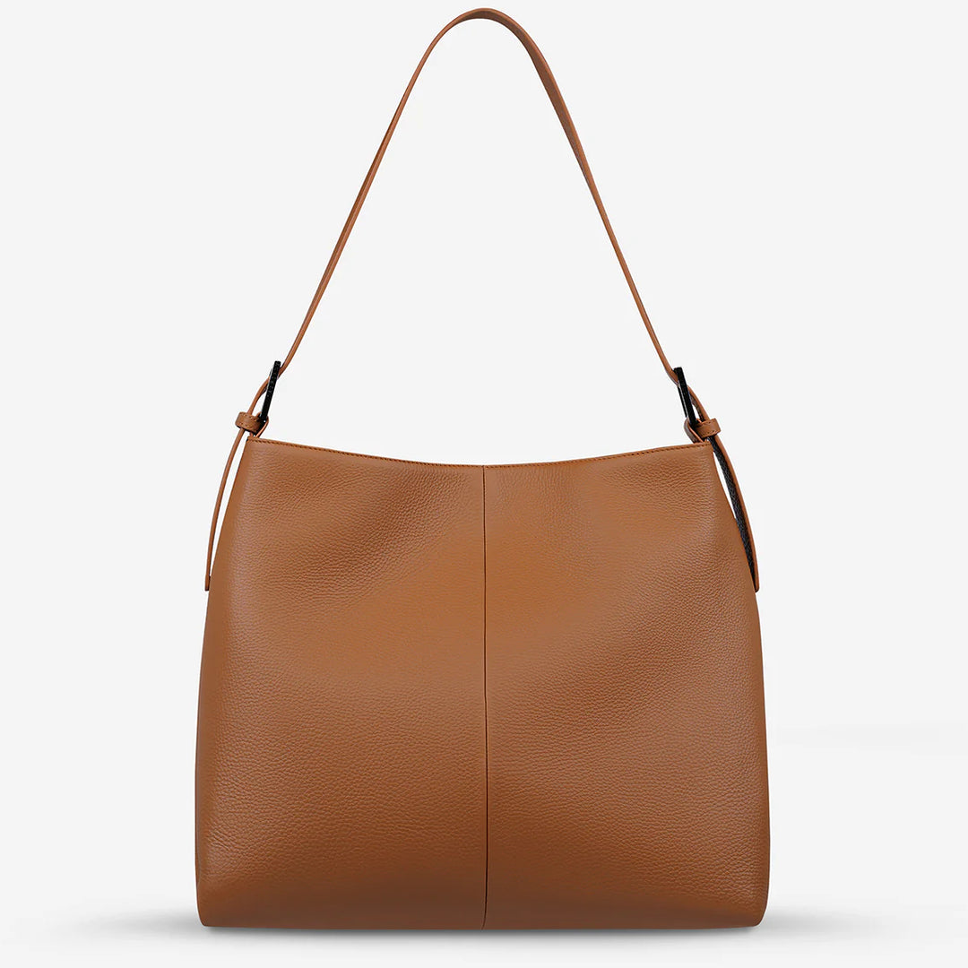 STATUS ANXIETY Womens Forget About It Leather Tote Bag - Camel, WOMENS BAGS & CLUTCHES, STATUS ANXIETY, Elwood 101