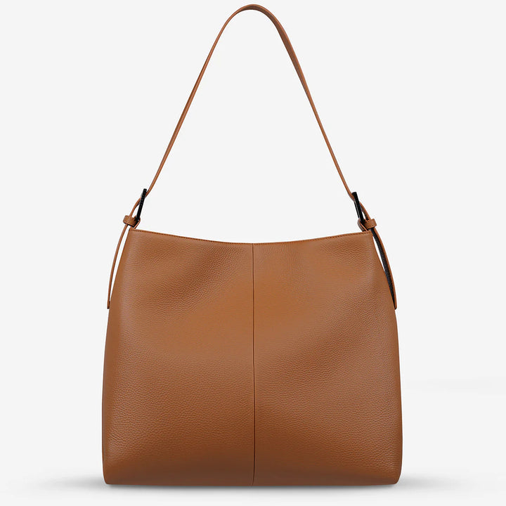 STATUS ANXIETY Womens Forget About It Leather Tote Bag - Camel, WOMENS BAGS & CLUTCHES, STATUS ANXIETY, Elwood 101