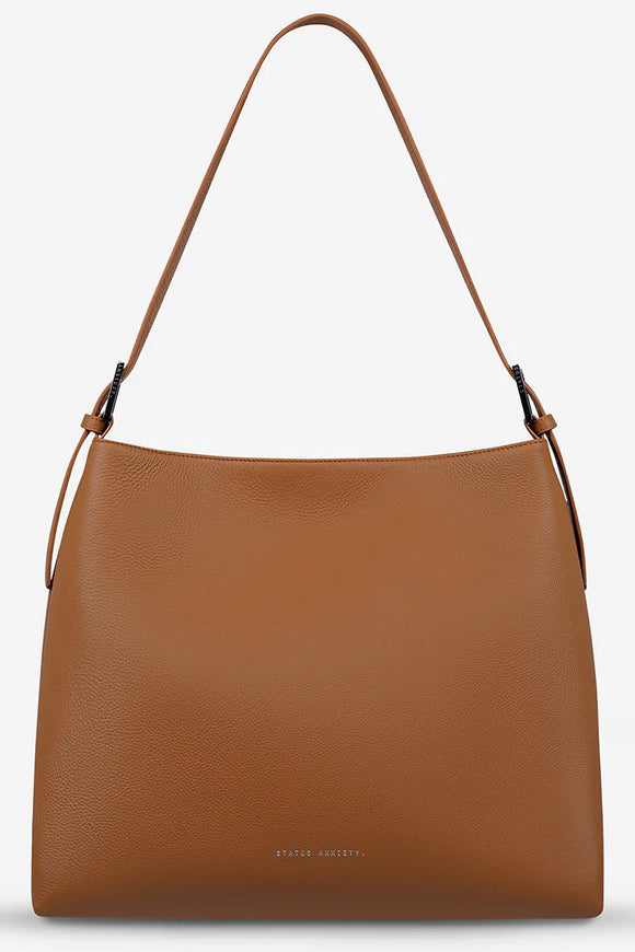 STATUS ANXIETY Womens Forget About It Leather Tote Bag - Camel