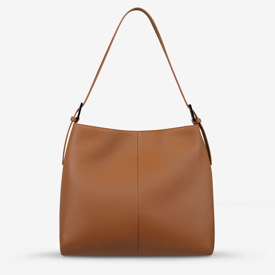 STATUS ANXIETY Womens Forget About It Leather Tote Bag - Camel, WOMENS BAGS & CLUTCHES, STATUS ANXIETY, Elwood 101