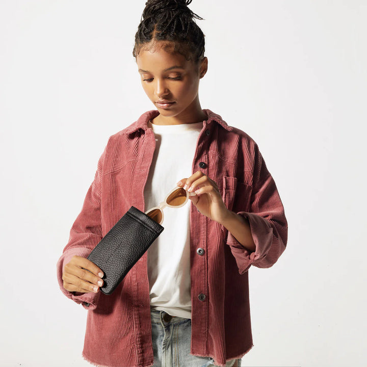 STATUS ANXIETY Keepsake Sunglasses Case in Black Leather, SUNGLASSES UNISEX, STATUS ANXIETY, Elwood 101