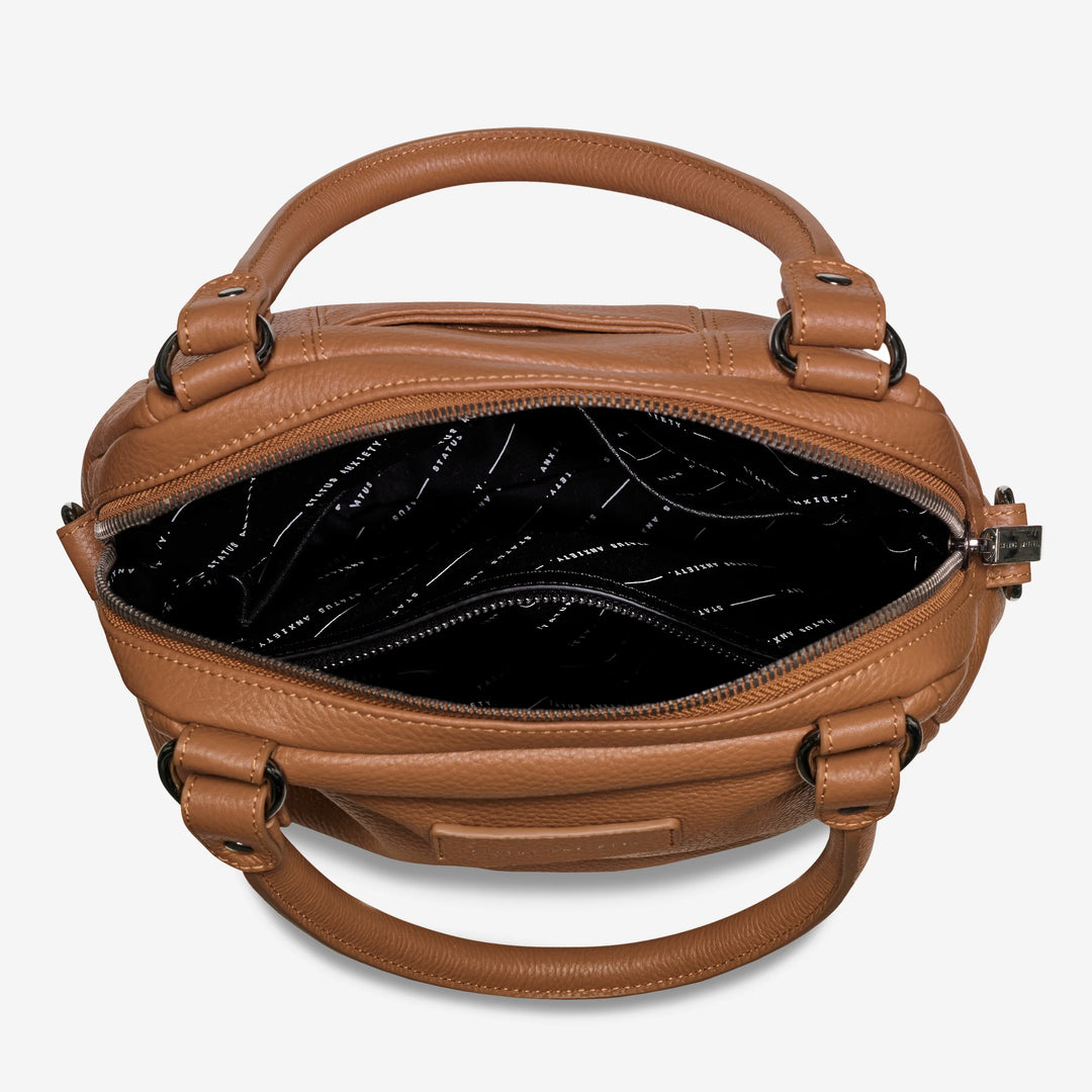 STATUS ANXIETY Womens Last Mountains Leather Bag - Camel, WOMENS BAGS & CLUTCHES, STATUS ANXIETY, Elwood 101