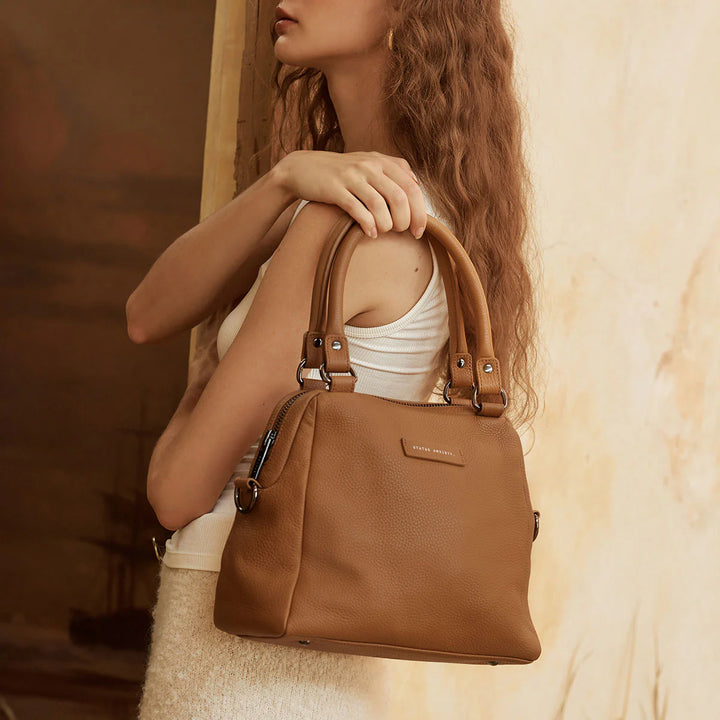 STATUS ANXIETY Womens Last Mountains Leather Bag - Camel, WOMENS BAGS & CLUTCHES, STATUS ANXIETY, Elwood 101