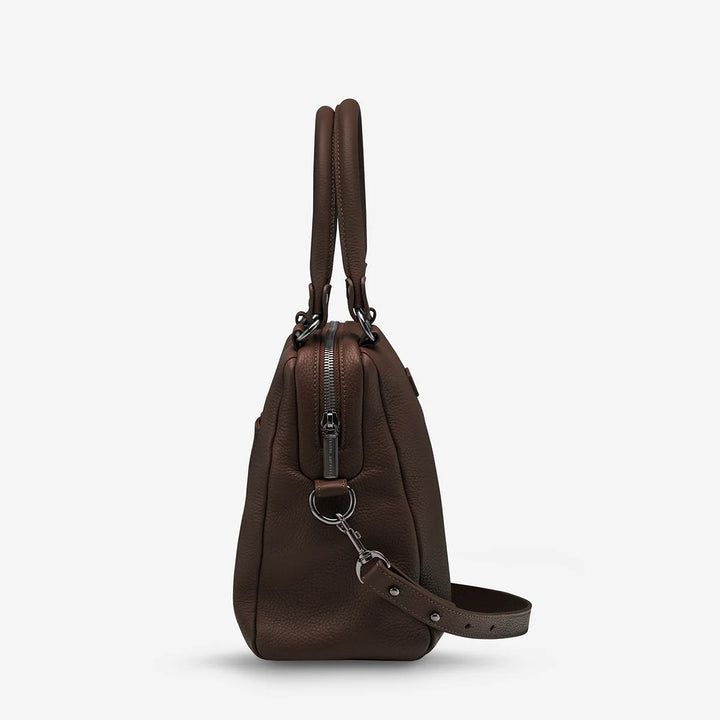 STATUS ANXIETY Womens Last Mountains Leather Bag in Cocoa
