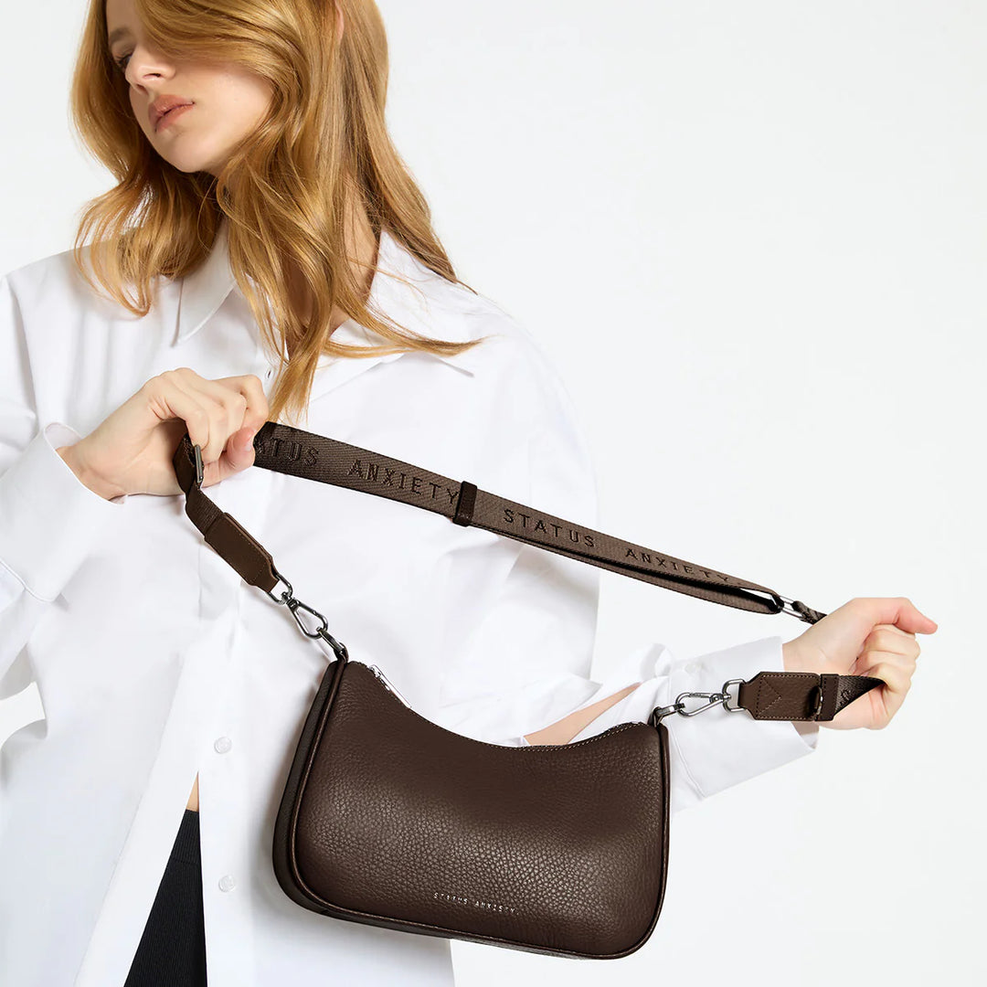 STATUS ANXIETY Womens Look Both Ways Leather Bag - Cocoa, WOMENS WALLETS & BAGS, STATUS ANXIETY, Elwood 101