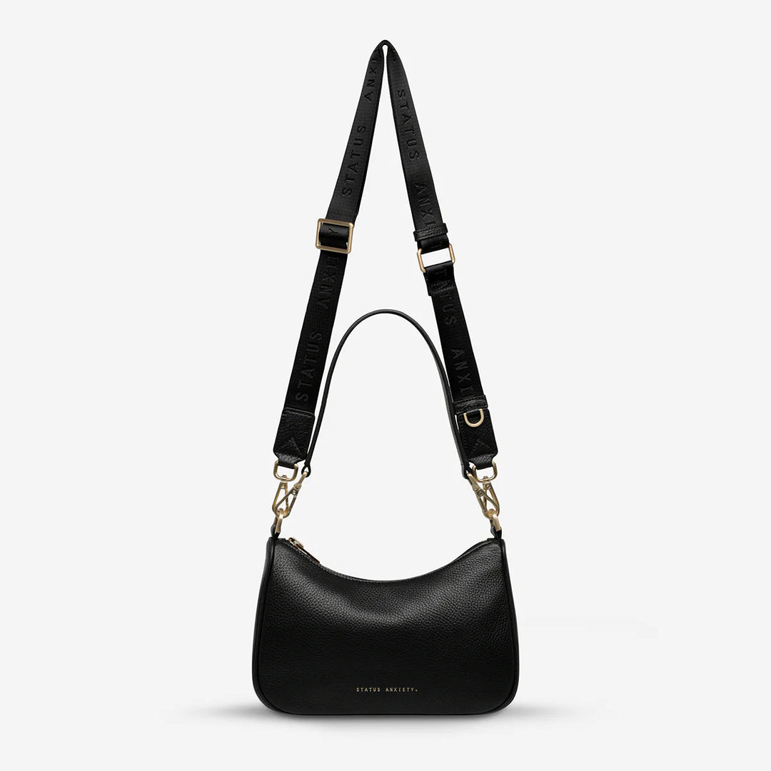 STATUS ANXIETY Womens Look Both Ways Leather Bag in Black w Brushed Gold, WOMENS BAGS & CLUTCHES, STATUS ANXIETY, Elwood 101