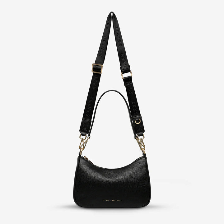 STATUS ANXIETY Womens Look Both Ways Leather Bag in Black w Brushed Gold, WOMENS BAGS & CLUTCHES, STATUS ANXIETY, Elwood 101