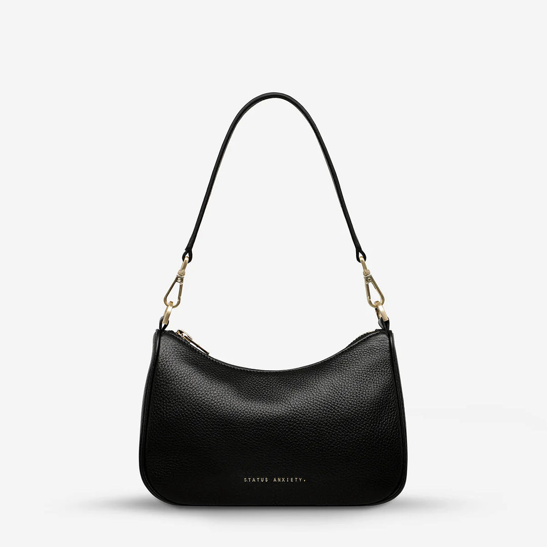 STATUS ANXIETY Womens Look Both Ways Leather Bag in Black w Brushed Gold, WOMENS BAGS & CLUTCHES, STATUS ANXIETY, Elwood 101