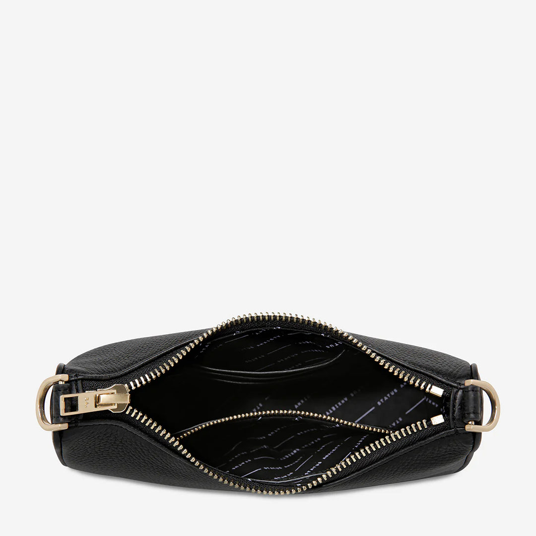 STATUS ANXIETY Womens Look Both Ways Leather Bag in Black w Brushed Gold, WOMENS BAGS & CLUTCHES, STATUS ANXIETY, Elwood 101