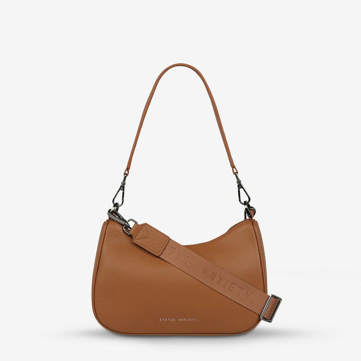 STATUS ANXIETY Womens Look Both Ways Leather Bag in Camel, WOMENS BAGS & CLUTCHES, STATUS ANXIETY, Elwood 101