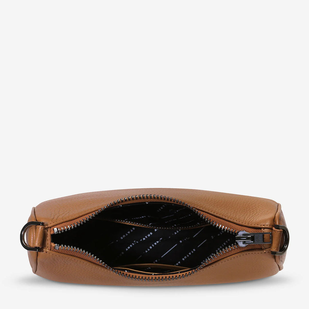 STATUS ANXIETY Womens Look Both Ways Leather Bag in Camel, WOMENS BAGS & CLUTCHES, STATUS ANXIETY, Elwood 101