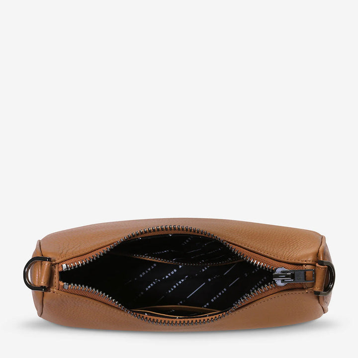 STATUS ANXIETY Womens Look Both Ways Leather Bag in Camel, WOMENS BAGS & CLUTCHES, STATUS ANXIETY, Elwood 101