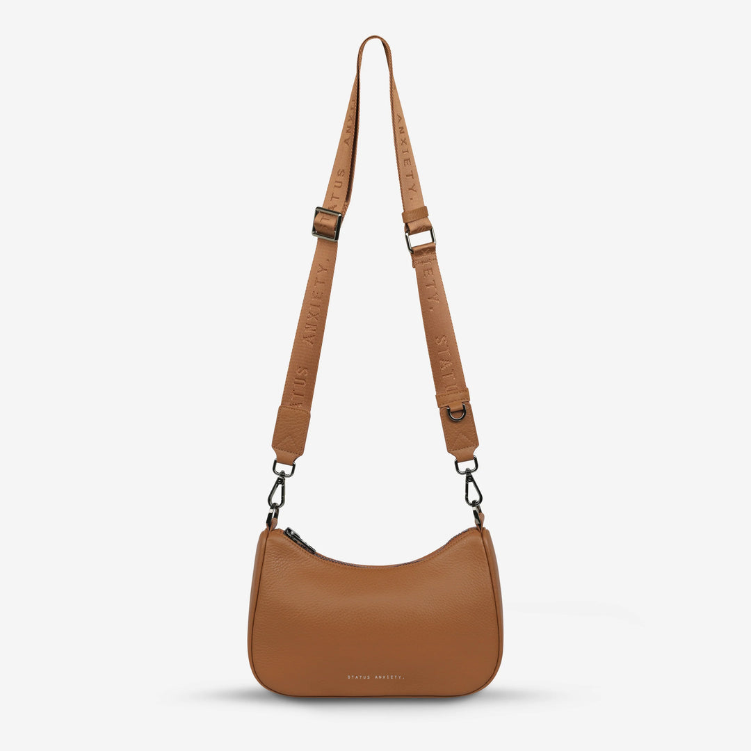 STATUS ANXIETY Womens Look Both Ways Leather Bag in Camel, WOMENS BAGS & CLUTCHES, STATUS ANXIETY, Elwood 101