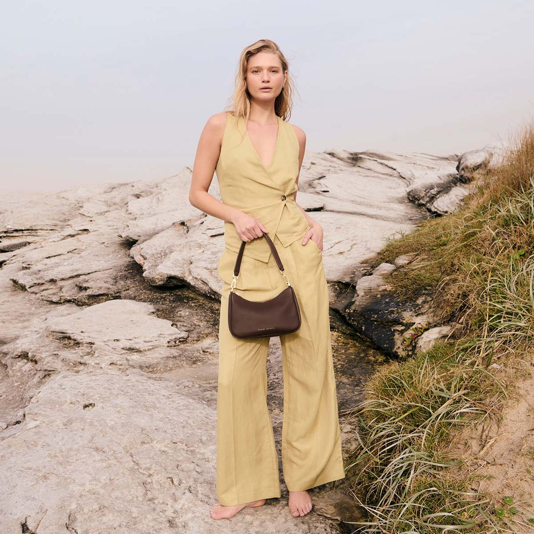 STATUS ANXIETY Womens Look Both Ways Leather Bag in Cocoa w Brushed Gold, WOMENS BAGS & CLUTCHES, STATUS ANXIETY, Elwood 101