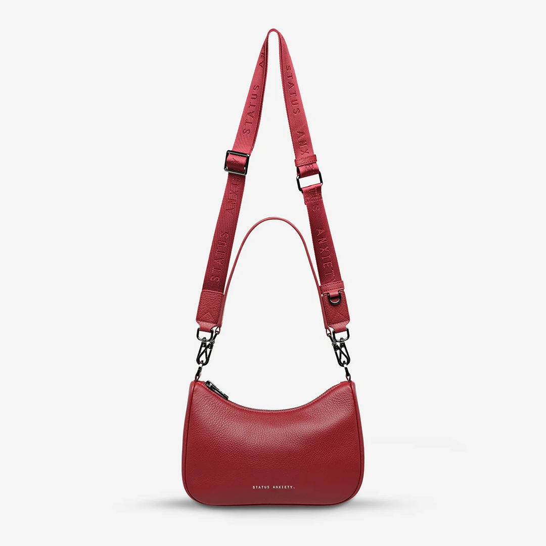 STATUS ANXIETY Womens Look Both Ways Leather Bag in Rouge, WOMENS BAGS & CLUTCHES, STATUS ANXIETY, Elwood 101