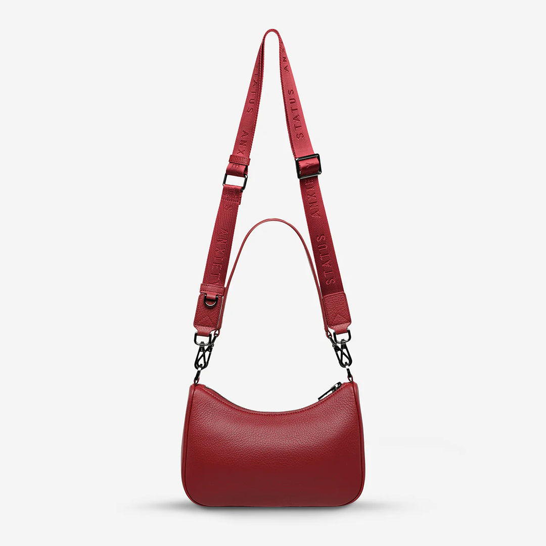 STATUS ANXIETY Womens Look Both Ways Leather Bag in Rouge, WOMENS BAGS & CLUTCHES, STATUS ANXIETY, Elwood 101