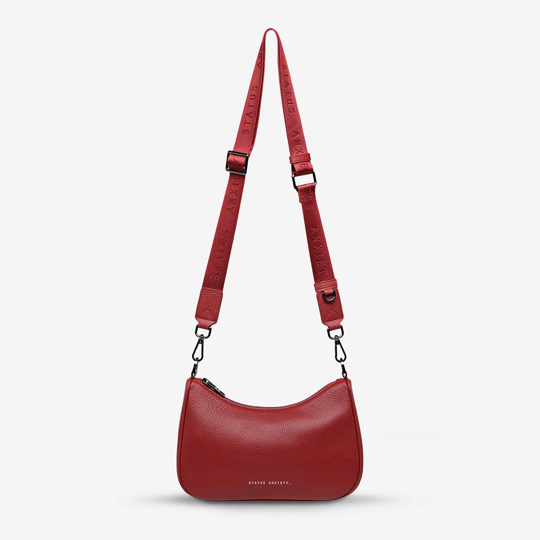 STATUS ANXIETY Womens Look Both Ways Leather Bag in Rouge, WOMENS BAGS & CLUTCHES, STATUS ANXIETY, Elwood 101