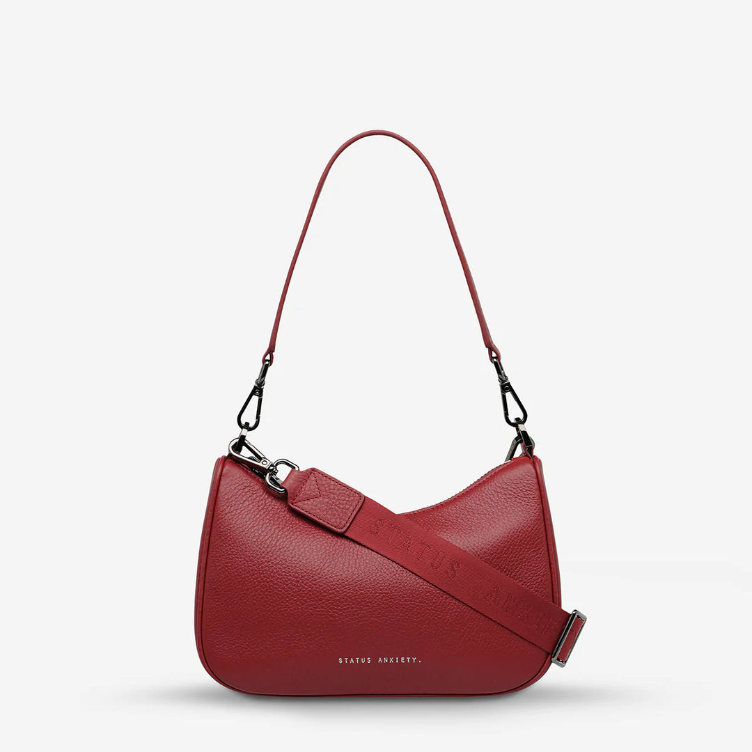 STATUS ANXIETY Womens Look Both Ways Leather Bag in Rouge, WOMENS BAGS & CLUTCHES, STATUS ANXIETY, Elwood 101