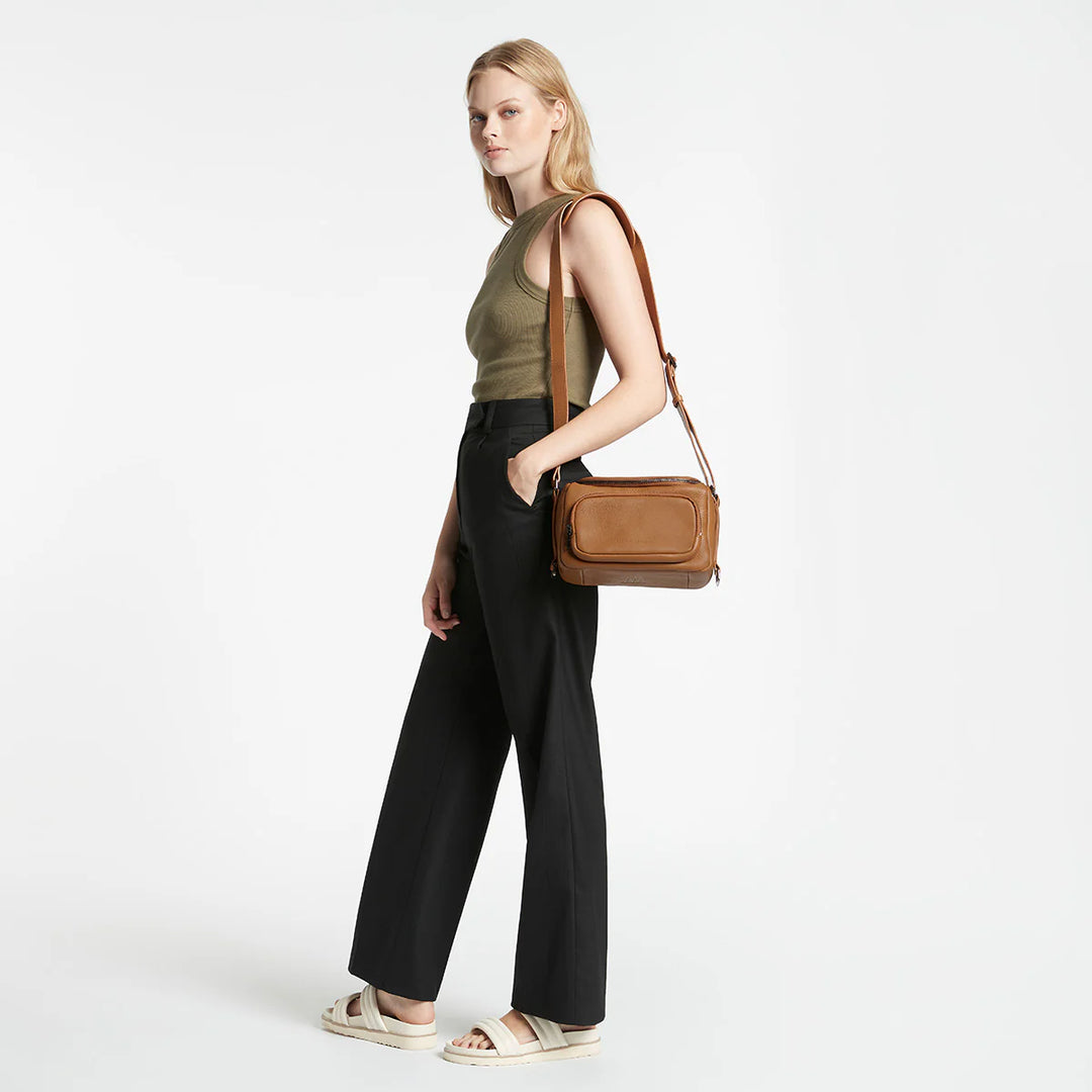 STATUS ANXIETY Loved You First Leather Camera Bag - Camel, WOMENS BAGS & CLUTCHES, STATUS ANXIETY, Elwood 101