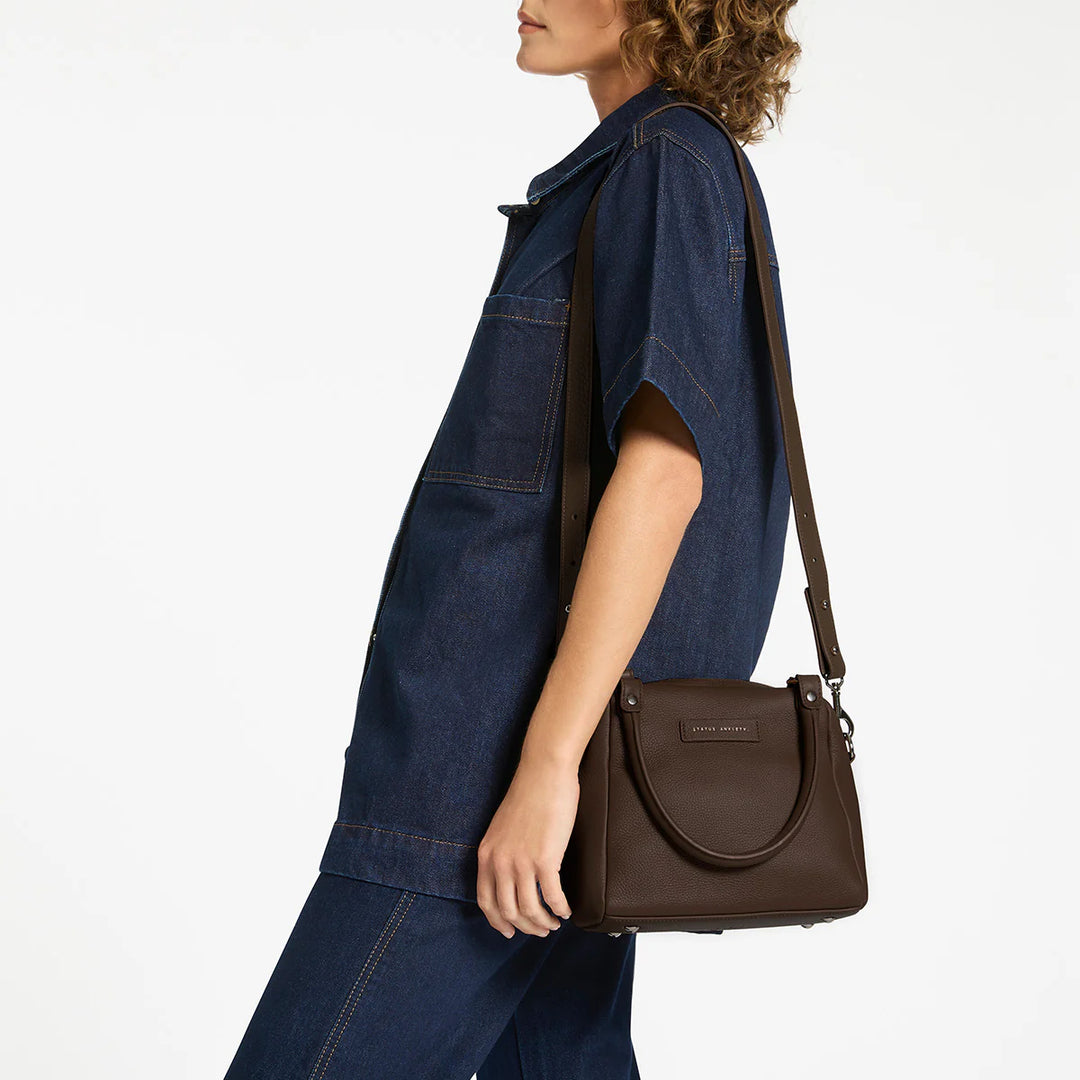 STATUS ANXIETY Womens Mini Mountains Leather Bag  - Cocoa, WOMENS BAGS & CLUTCHES, STATUS ANXIETY, Elwood 101