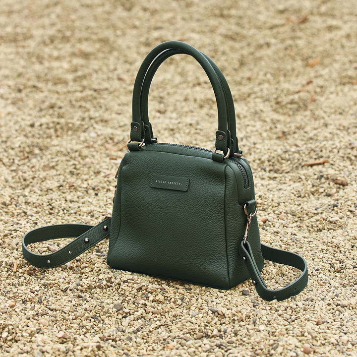 STATUS ANXIETY Womens Mini Mountains Leather Bag Green, WOMENS BAGS & CLUTCHES, STATUS ANXIETY, Elwood 101