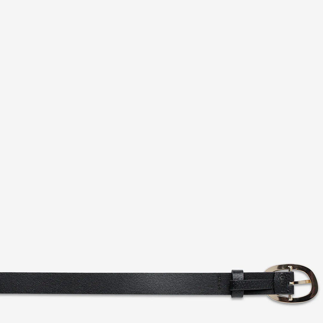 STATUS ANXIETY Womens Nocturne Leather Belt Black / Gold, WOMENS BELTS, STATUS ANXIETY, Elwood 101