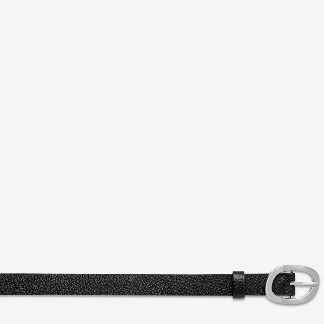 STATUS ANXIETY Womens Nocturne Leather Belt Black / Silver, WOMENS BELTS, STATUS ANXIETY, Elwood 101