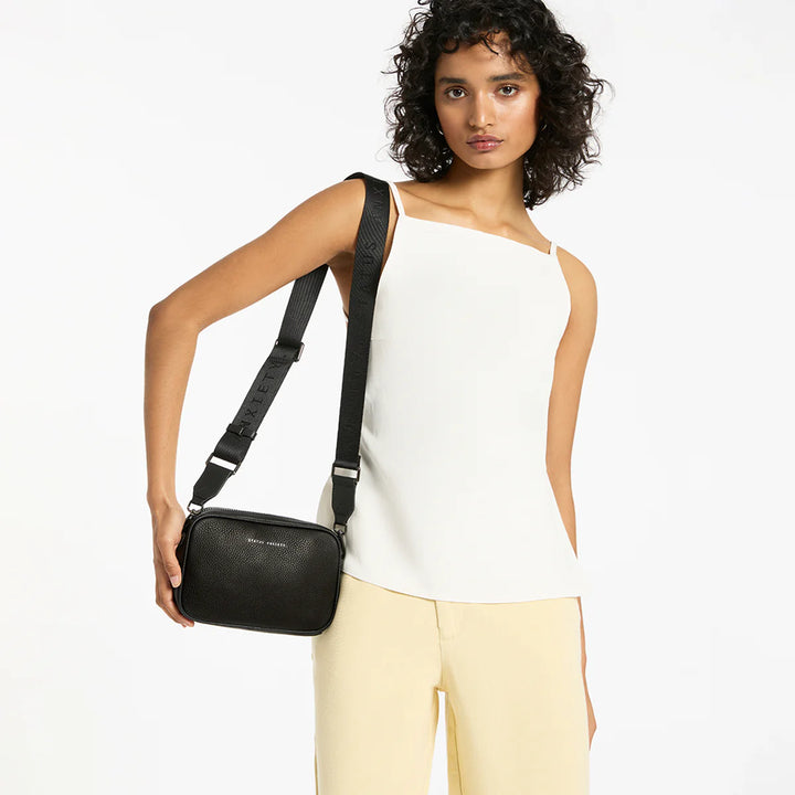 STATUS ANXIETY Womens Plunder Leather Bag with Bonus Dual Straps in Black