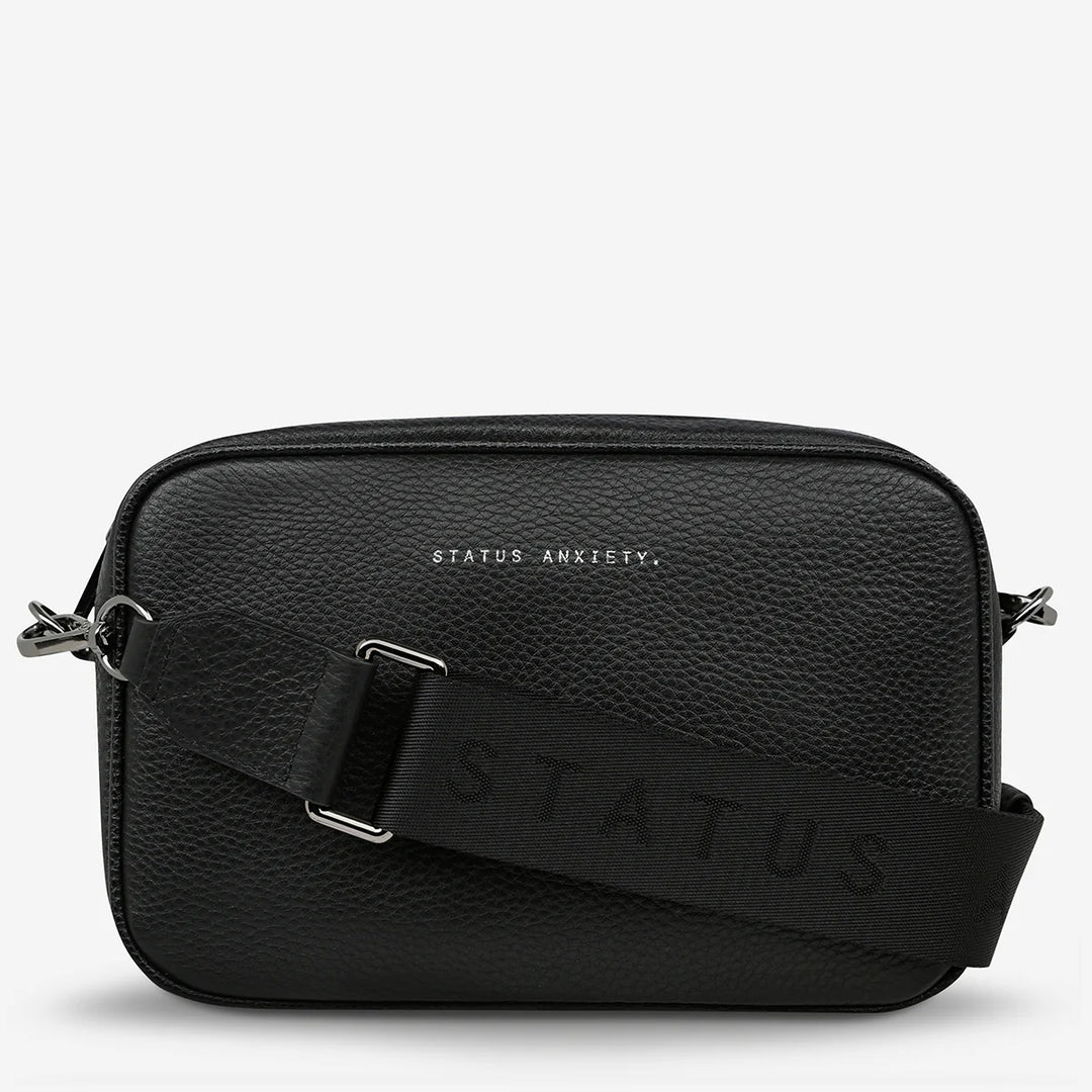 STATUS ANXIETY Womens Plunder Leather Bag with Bonus Dual Straps in Black