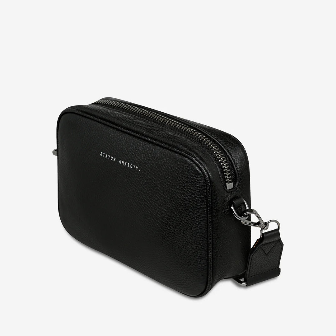 STATUS ANXIETY Womens Plunder Leather Bag with Bonus Dual Straps in Black