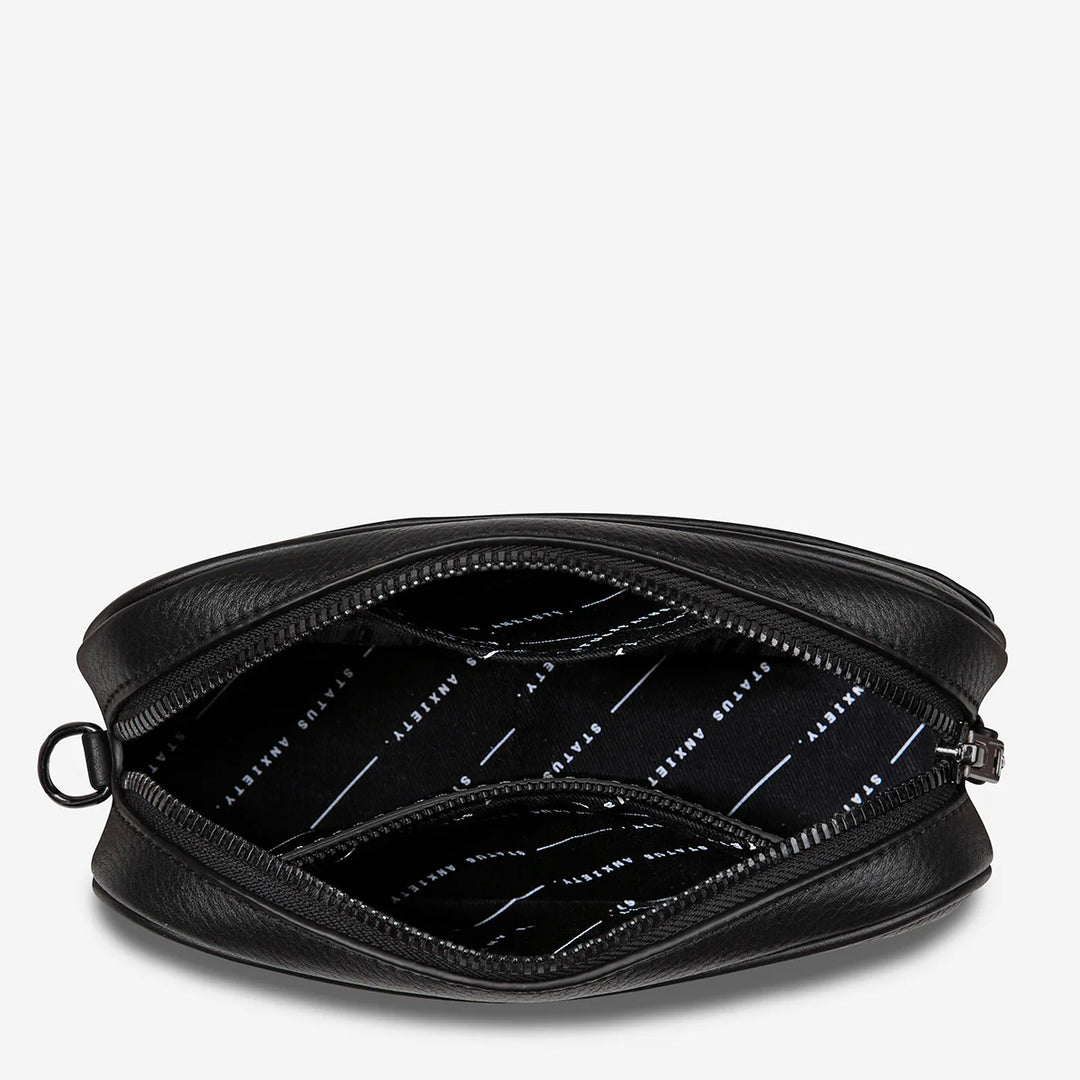 STATUS ANXIETY Womens Plunder Leather Bag with Bonus Dual Straps in Black