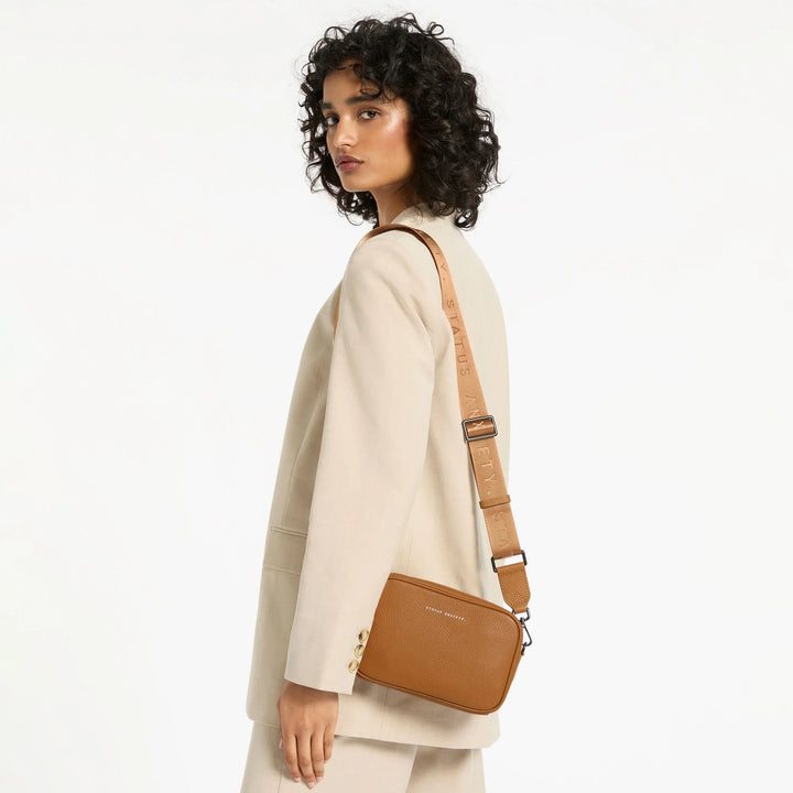 STATUS ANXIETY Womens Plunder Leather Bag with Dual Strap in Camel, WOMENS BAGS & CLUTCHES, STATUS ANXIETY, Elwood 101