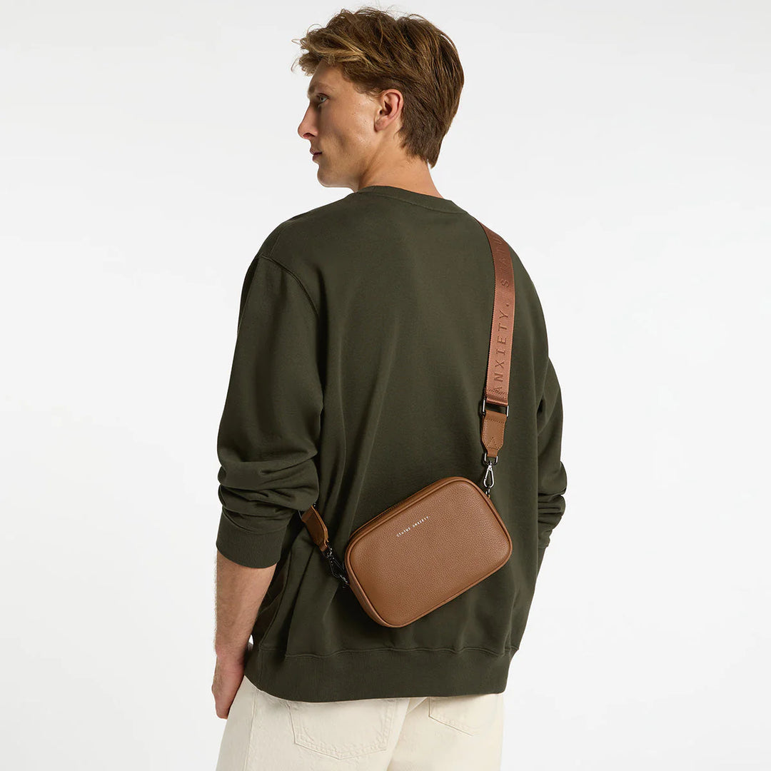 STATUS ANXIETY Womens Plunder Leather Bag with Dual Strap in Camel, WOMENS BAGS & CLUTCHES, STATUS ANXIETY, Elwood 101