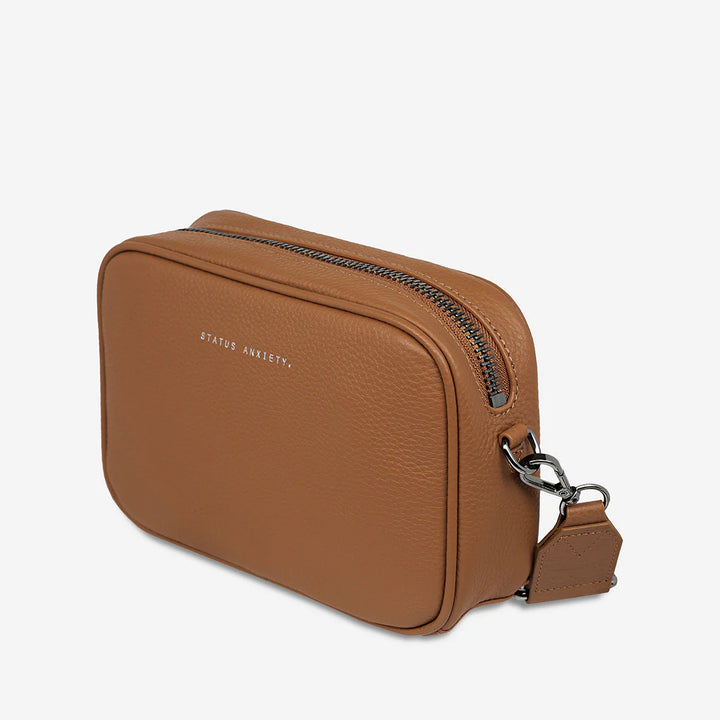 STATUS ANXIETY Womens Plunder Leather Bag with Dual Strap in Camel, WOMENS BAGS & CLUTCHES, STATUS ANXIETY, Elwood 101