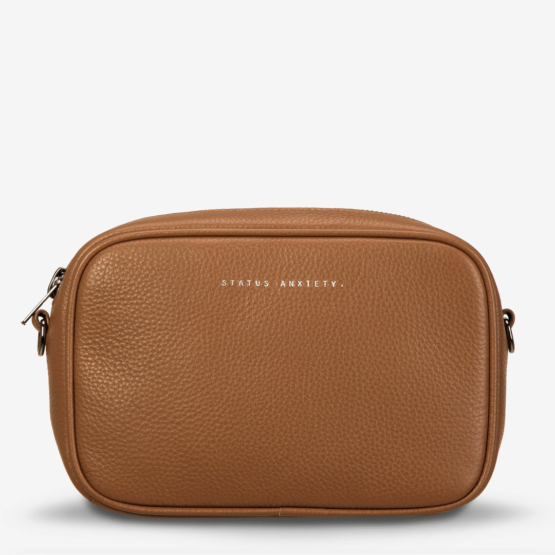 STATUS ANXIETY Womens Plunder Leather Bag with Dual Strap in Camel, WOMENS BAGS & CLUTCHES, STATUS ANXIETY, Elwood 101