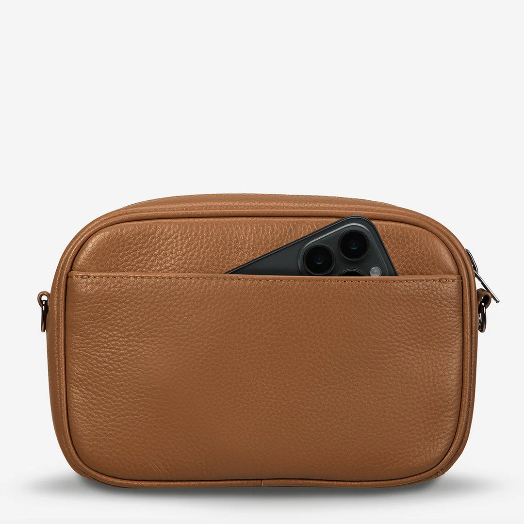 STATUS ANXIETY Womens Plunder Leather Bag with Dual Strap in Camel, WOMENS BAGS & CLUTCHES, STATUS ANXIETY, Elwood 101