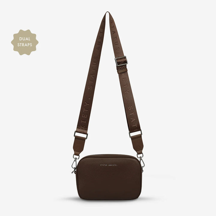 STATUS ANXIETY Womens Plunder Leather Bag with Dual Strap in Cocoa, WOMENS BAGS & CLUTCHES, STATUS ANXIETY, Elwood 101