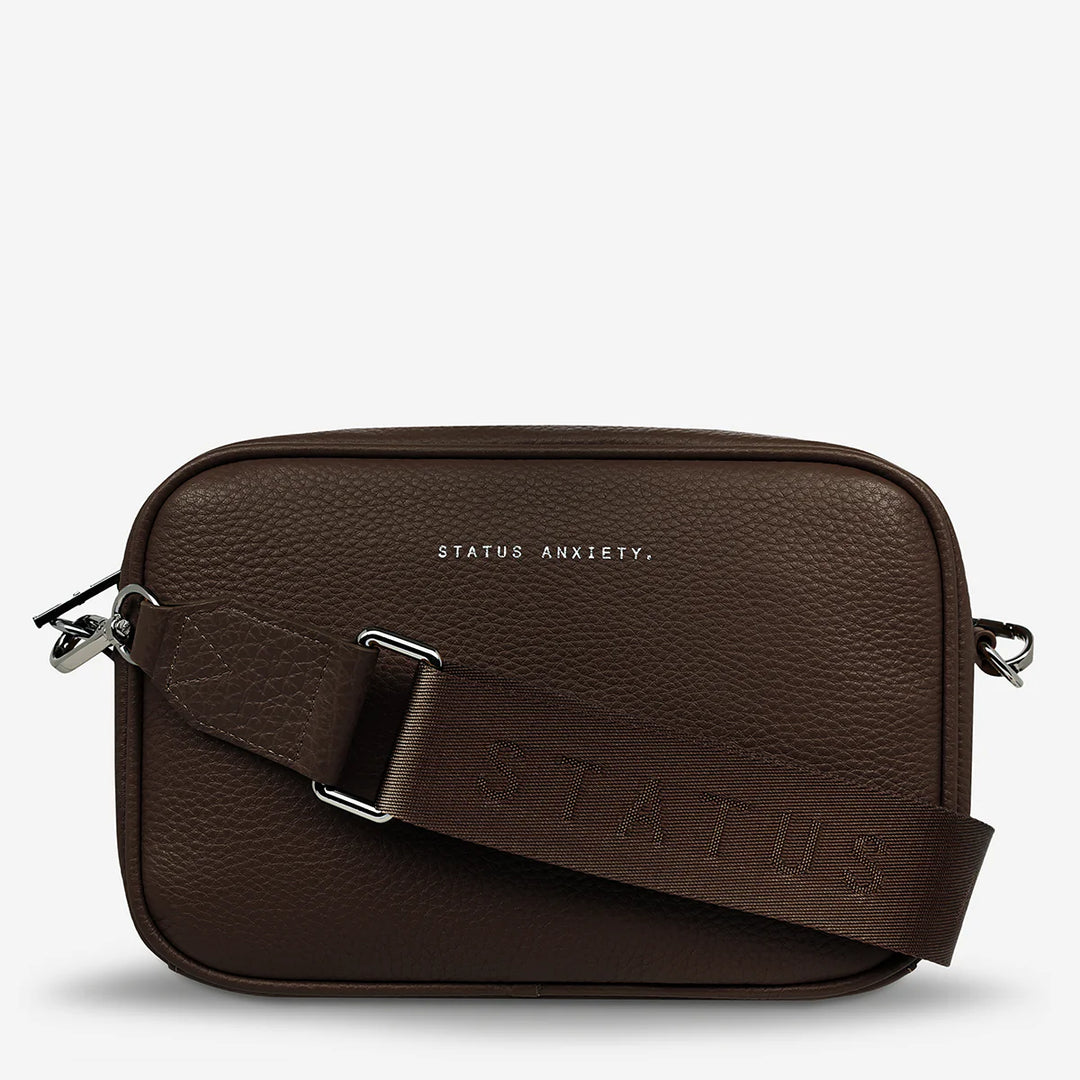 STATUS ANXIETY Womens Plunder Leather Bag with Dual Strap in Cocoa, WOMENS BAGS & CLUTCHES, STATUS ANXIETY, Elwood 101