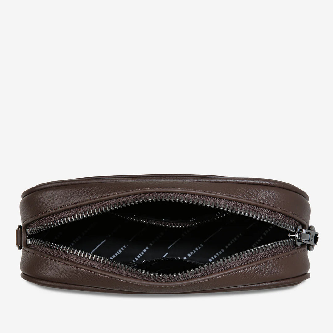 STATUS ANXIETY Womens Plunder Leather Bag with Dual Strap in Cocoa, WOMENS BAGS & CLUTCHES, STATUS ANXIETY, Elwood 101