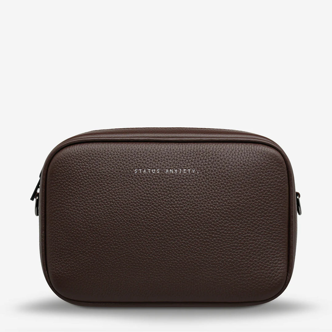 STATUS ANXIETY Womens Plunder Leather Bag with Dual Strap in Cocoa, WOMENS BAGS & CLUTCHES, STATUS ANXIETY, Elwood 101