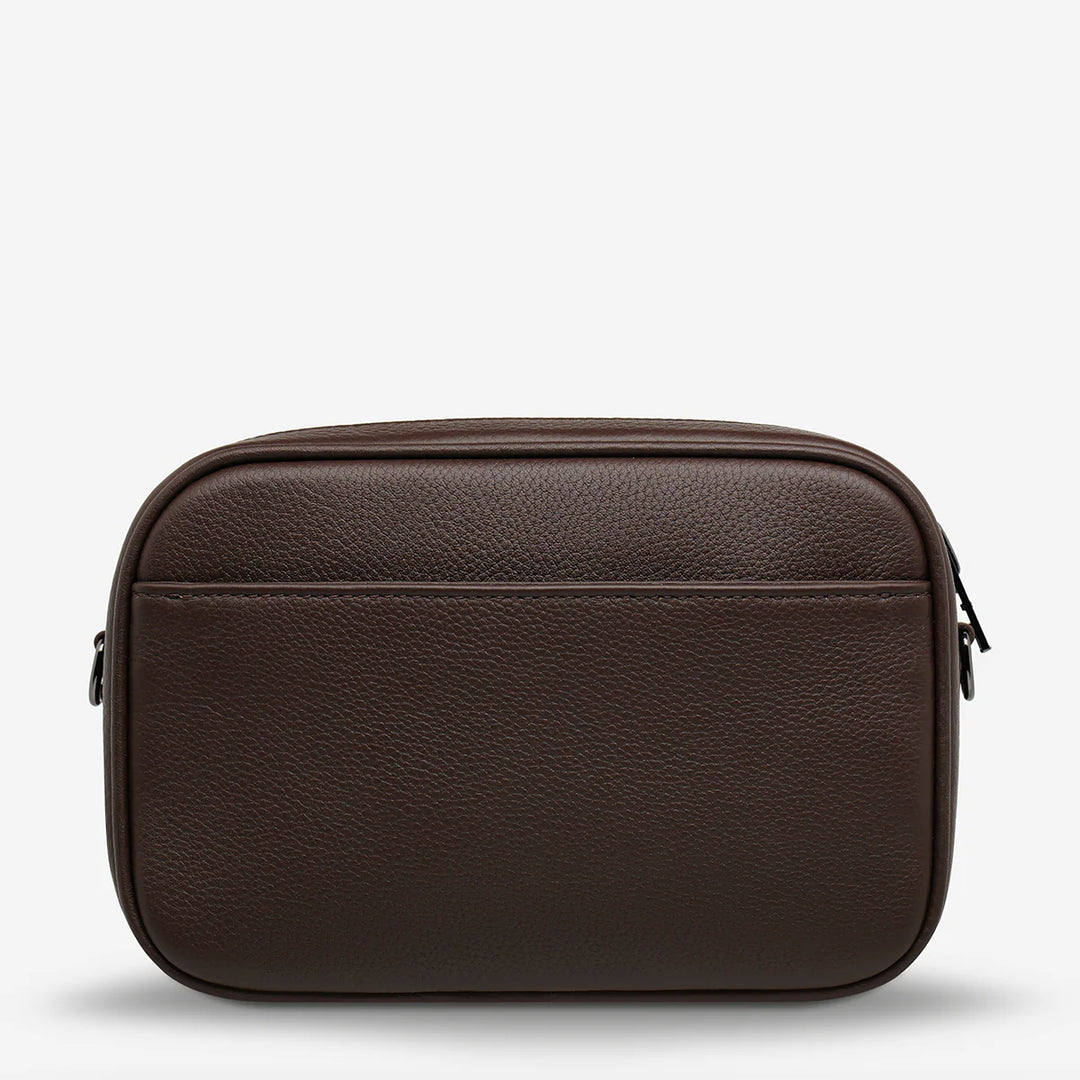 STATUS ANXIETY Womens Plunder Leather Bag with Dual Strap in Cocoa, WOMENS BAGS & CLUTCHES, STATUS ANXIETY, Elwood 101