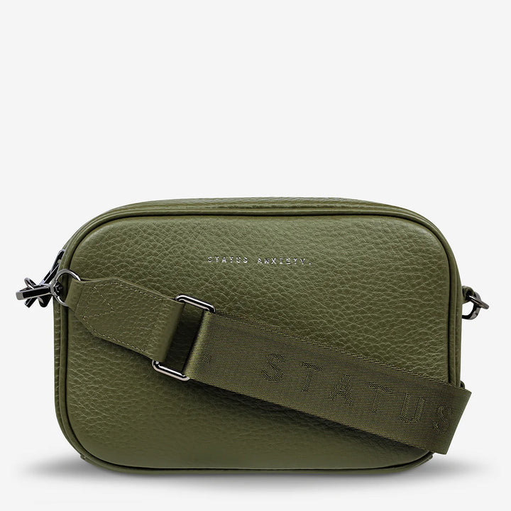 STATUS ANXIETY Womens Plunder Leather Bag with Dual Strap in Khaki, WOMENS BAGS & CLUTCHES, STATUS ANXIETY, Elwood 101