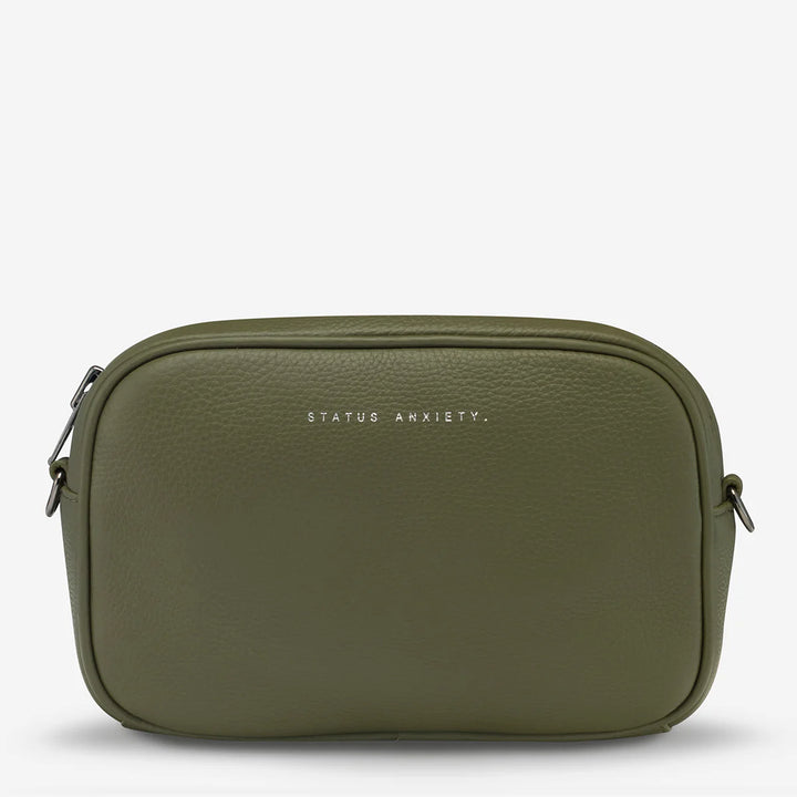 STATUS ANXIETY Womens Plunder Leather Bag with Dual Strap in Khaki, WOMENS BAGS & CLUTCHES, STATUS ANXIETY, Elwood 101