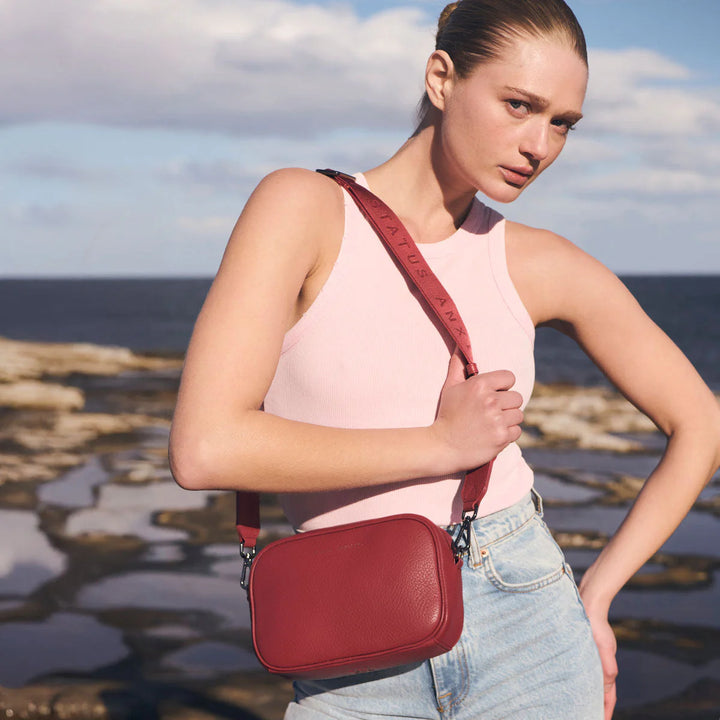 STATUS ANXIETY Womens Plunder Leather Bag with Dual Straps in Rouge, WOMENS BAGS & CLUTCHES, STATUS ANXIETY, Elwood 101