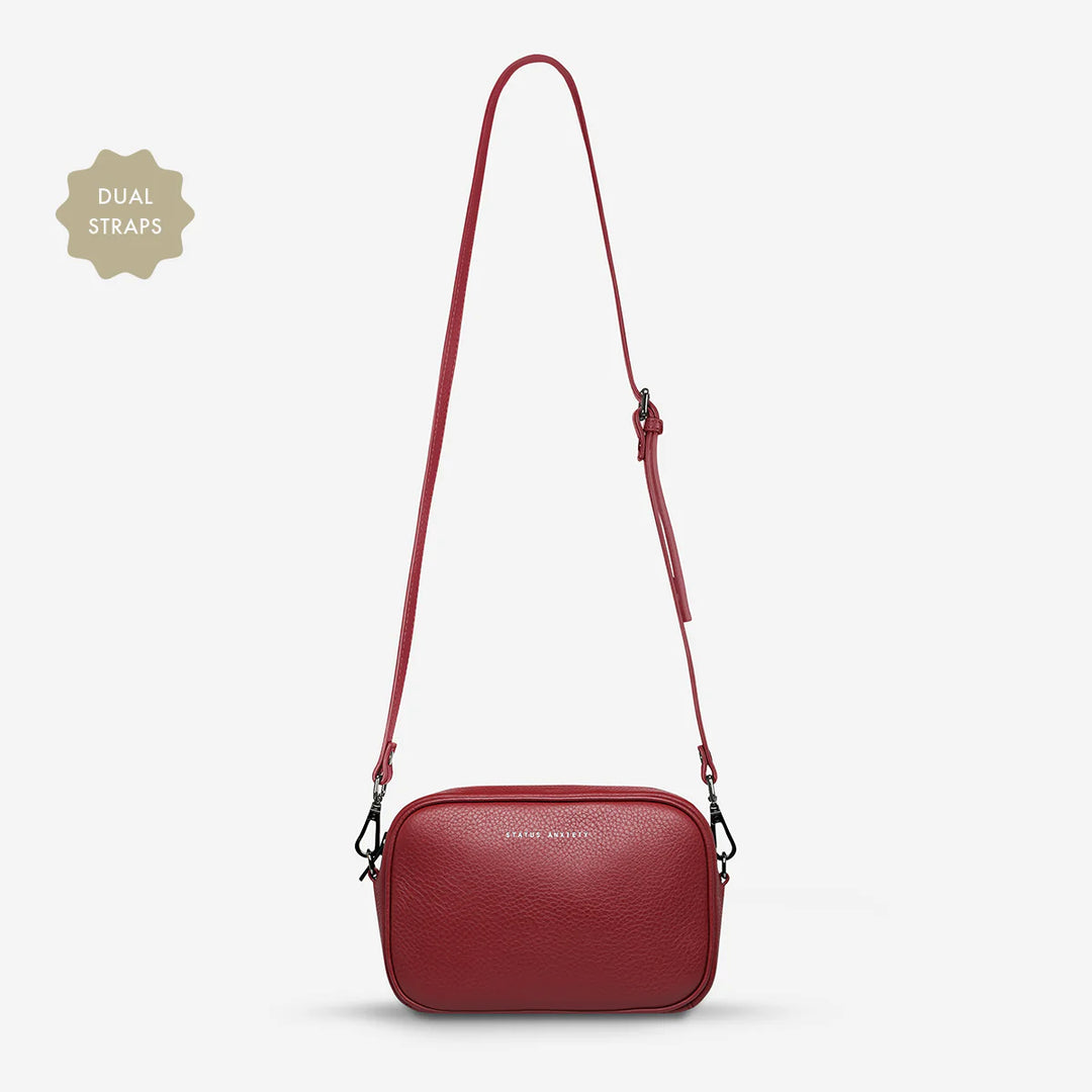 STATUS ANXIETY Womens Plunder Leather Bag with Dual Straps in Rouge, WOMENS BAGS & CLUTCHES, STATUS ANXIETY, Elwood 101