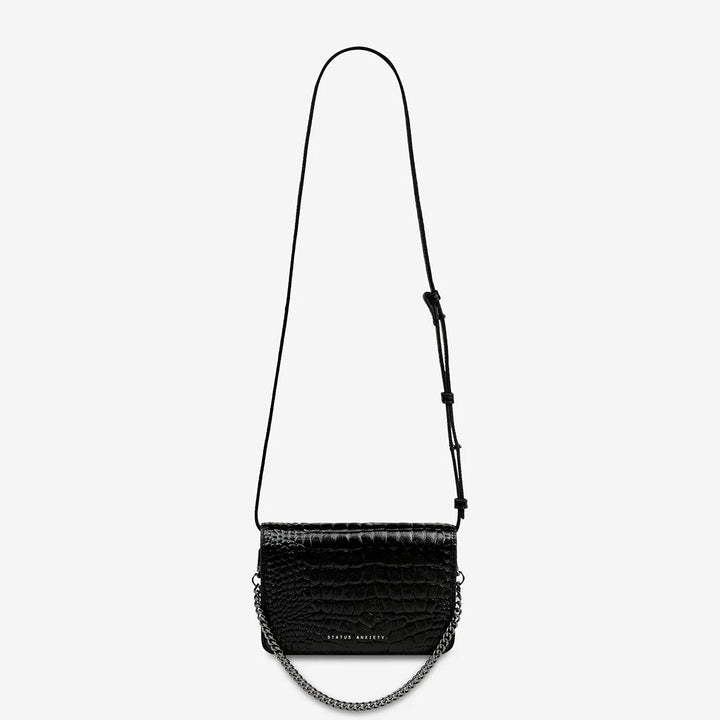 STATUS ANXIETY Womens She Burns Leather Bag - Black Croc Emboss, WOMENS BAGS & CLUTCHES, STATUS ANXIETY, Elwood 101