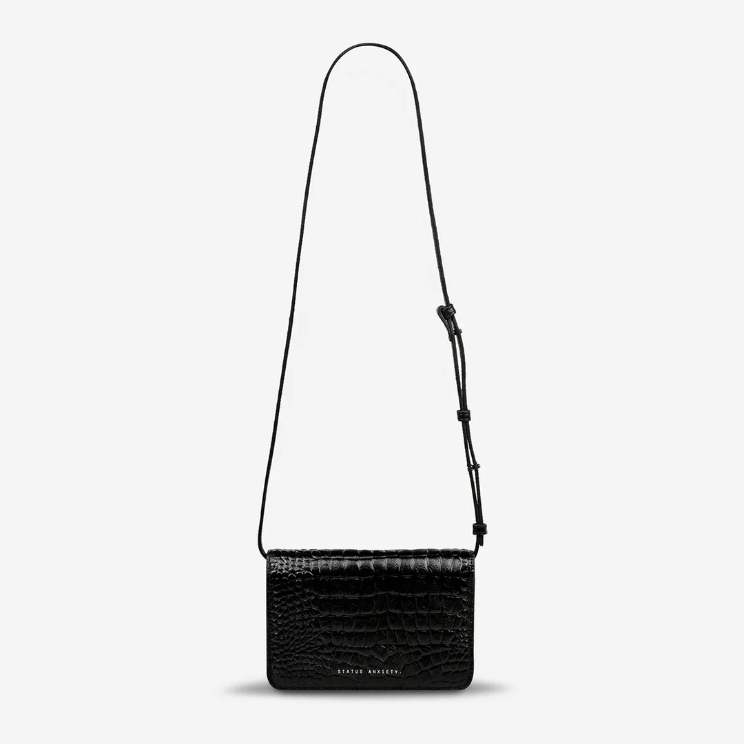 STATUS ANXIETY Womens She Burns Leather Bag - Black Croc Emboss, WOMENS BAGS & CLUTCHES, STATUS ANXIETY, Elwood 101