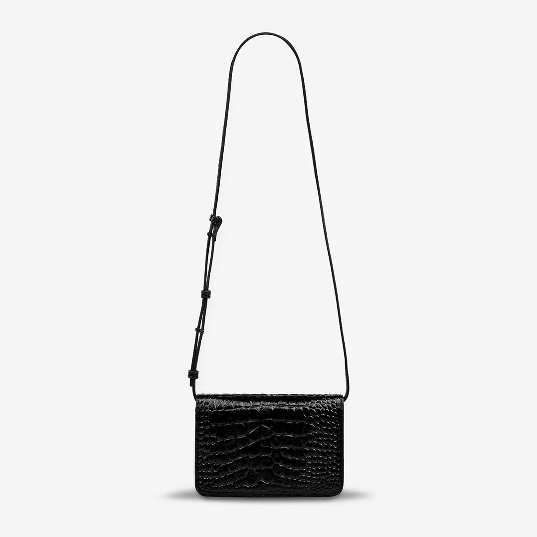 STATUS ANXIETY Womens She Burns Leather Bag - Black Croc Emboss, WOMENS BAGS & CLUTCHES, STATUS ANXIETY, Elwood 101
